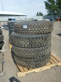 (4) Bridgestone V-Steel MLX 711 Tires 11 R22.5 M+S.