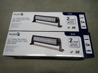 (2) Paladin 13 1/2 In. Dual Row Curved Cree LED Light Bars, 72 Watt, 8640 Lumens.