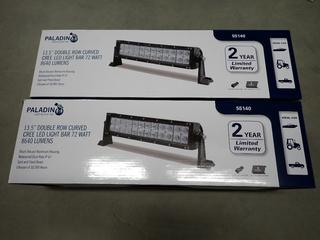 (2) Paladin 13 1/2 In. Dual Row Curved Cree LED Light Bars, 72 Watt, 8640 Lumens.