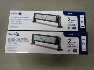 (2) Paladin 14 In. Single Row Curved Cree LED Light Bars, 60 Watt, 7200 Lumens.