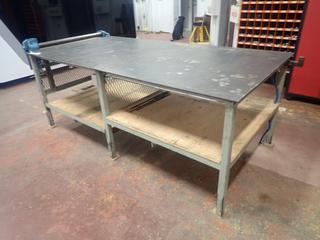8ft X 4ft X 3ft Steel Table C/w (10) Electrical Outlets, Air Line And Exceolon Air Filter/Regulator *Note: Roller Machine Not Included*