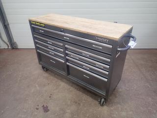 55in X 18in X 37 1/4in Husky 9-Drawer Portable Tool Chest C/w Wrenches, Screwdrivers And Assorted Hand Tools
