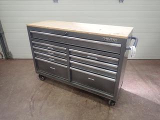 55in X 18in X 37 1/4in Husky Portable Tool Chest C/w Qty Of Sockets, Files, C-Clamps And Assorted Hand Tools