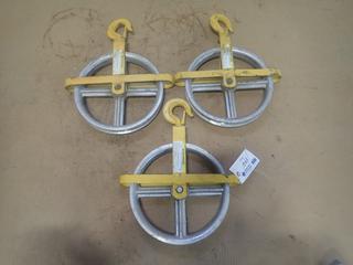 Qty Of (3) 1000lb Cap. 10in Pulley Wheels