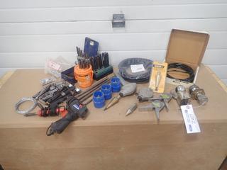 Qty Of Gas Hose, Punches, Drill Bits, Glue Gun, (2) Curv-o-Mark Contour Markers And Assorted Supplies