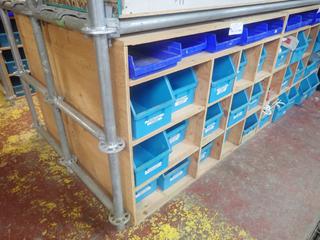 57 1/2in X 2ft X 42in Storage Shelf C/w Storage Totes