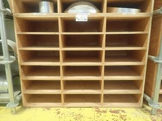 57 1/2in X 2ft X 42in 18-Compartment Storage Shelf *Note: Contents On Top Not Included*