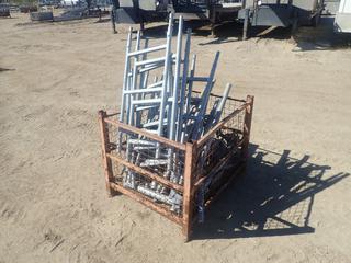 41in X 34in X 32in Storage Crate C/w Qty Of Scaffold Ladders, Base Jacks, Tubes And Starter Couplers