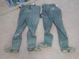 (2) Used Bushlite Size 11 Nylon/PVC Chest Waders