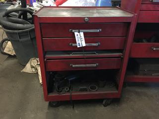 3-Drawer Rolling Tool Chest c/w Contents, Missing Drawers, 27in x 18in x 34in