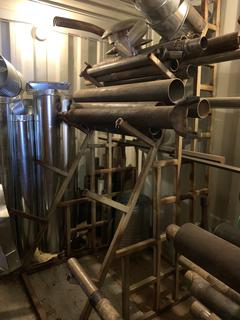 Steel Rack, 40in x 58in x 90in c/w Assorted Pipe and Drive Shafts