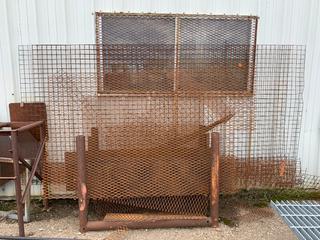 Pipe Stand, 27in x 52in x 36in c/w Assorted Steel Mesh