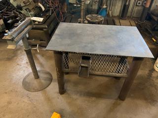 Welding Table with Roller Stand, 31in x 20in x 29in