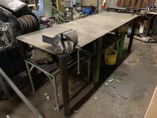 Steel Table with 6in Vise, 3ft x 101in x 35in