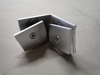 (3) Bins of Assorted Hinges, Clamps, Hydroslide Kits, Etc.