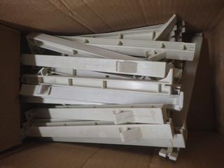 (4) Boxes of Home Decor 16 In. White Shelf & Hanger Brackets, 20 Pairs Per Box.