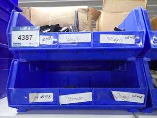 (6) Large Stackable Storage Bins c/w Assorted Hardware.