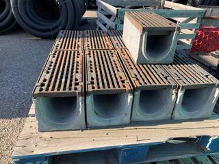 Selling Off-Site - 6 In. Trench Drain 4.5 Liner Meters c/w Grates. Located at 4415 - 72 Ave. S.E., Calgary, For More Information Please Call Brad @ 403-371-9253.