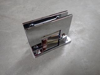 Wall Mount Full Back Plate Hinges & Square Type Flat Base Stainless Steel Clamps.