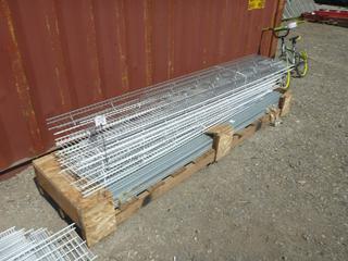 Quantity of Metal Support Brackets for Shelves 8 Ft Lengths and Assorted Wire Shelves.