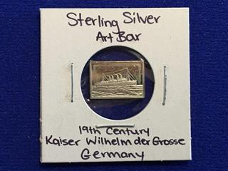 .925 Sterling Silver Art Bar - "19th Century Kaiser Wilhelm der Grosse Germany"