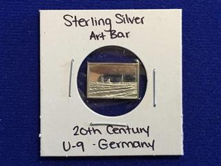 .925 Sterling Silver Art Bar - "20th Century U-9 Germany" 