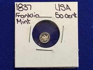 1837 USA Franklin Mint Fifty Cent Coin.