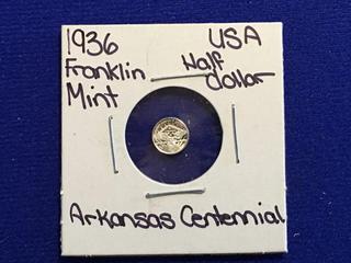 1936 USA Franklin Mint Half Dollar Coin - "Arkansas Centennial"
