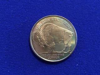 Golden State Mint .999 Fine Copper Medallion.
