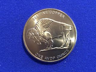 .999 Fine Copper Medallion.