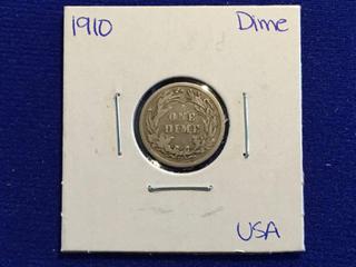 1910 USA Ten Cent Coin.