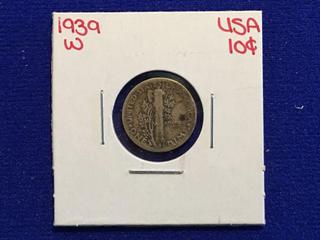 1939 USA Ten Cent Coin.