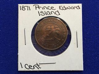 1871 Prince Edward Island One Cent Coin.