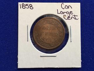 1858 Canada Large Cent Coin.