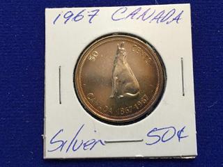 1967 Canada Fifty Cent Coin.