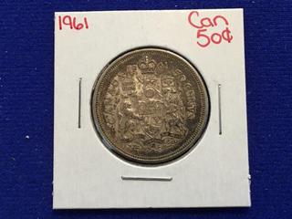 1961 Canada Fifty Cent Coin.