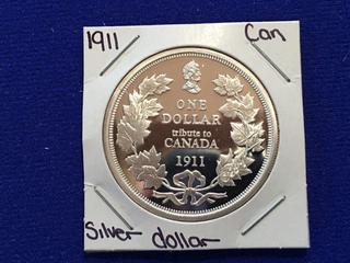 1911 Canada Silver Dollar Coin.