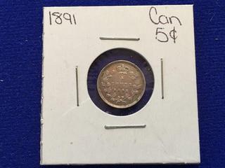1891 Canada Five Cent Coin.