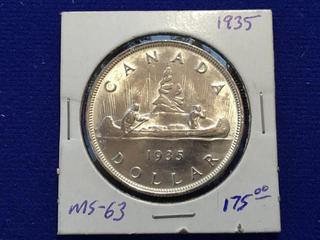 1935 Canada One Dollar Coin.