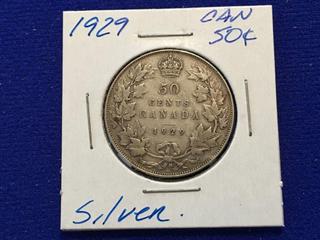 1929 Canada Fifty Cent Coin.
