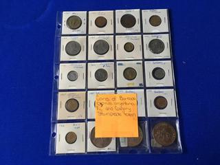 Coins of Barbado, Cyprus, Argentina, Fiji, and Calgary Stampede Token.