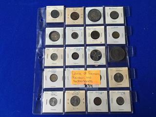 Coins of Germany, Pakistan, and Netherlands.