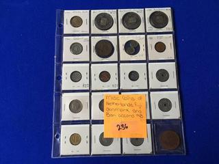 Miscellanious Coins of Netherlands, Fiji, Denmark, and Bon Accord AB.