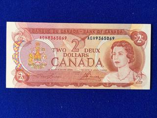 Bank Of Canada Two Dollar Bill. S/N AGH9365069.