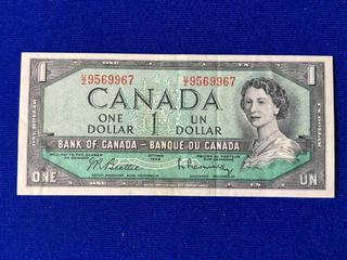 Bank Of Canada One Dollar Bill. S/N UZ9569967.