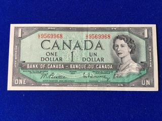 Bank Of Canada One Dollar Bill. S/N UZ9569968.