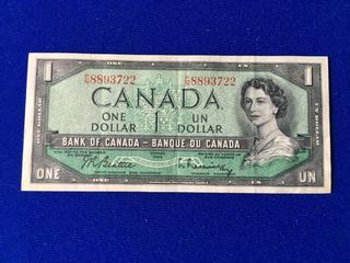 Bank Of Canada One Dollar Bill. S/N PN8893722.
