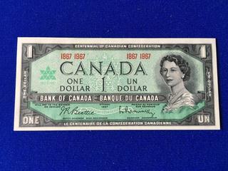 1967 Bank Of Canada One Dollar Centennial Bill.
