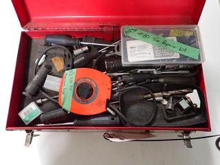 Tool Box c/w 100Ft Tape Measure, Tire Repair Kit, Sockets, Etc.