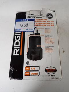 Ridgid TP-160 1/6Hp Submersible Utility Pump.